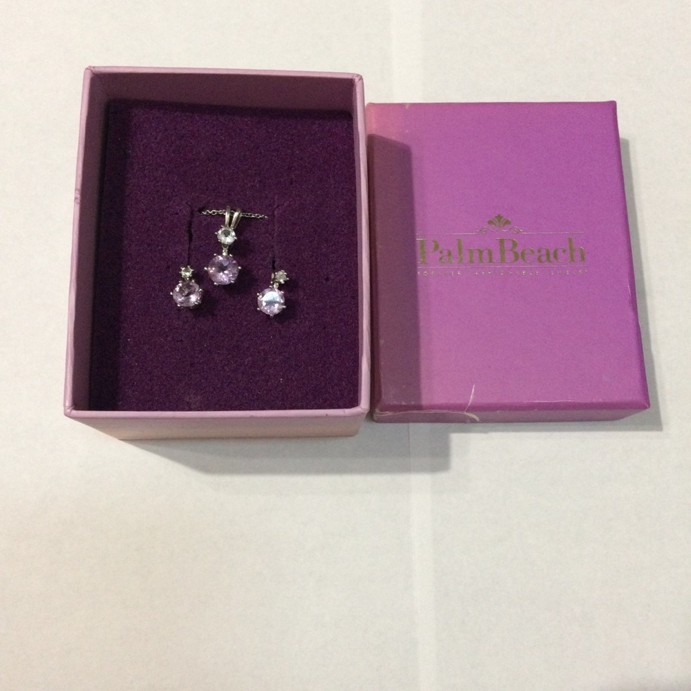 Palm Beach Forever Fashionable Jewelry Faux Amethyst Necklace and Earring Set